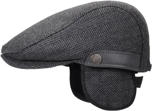 Vista 8 de Sombrero de Newsboy para hombre con orejeras plana Ivy Cap Cabbie Driving Winter Hat