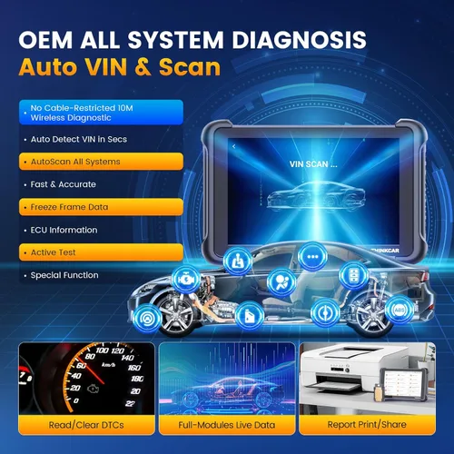 Vista 6 de THINKCAR Herramienta de escaneo bidireccional, THINKSCAN 689BT Herramienta de diagnóstico automotriz para todo el sistema, escáner OBD2