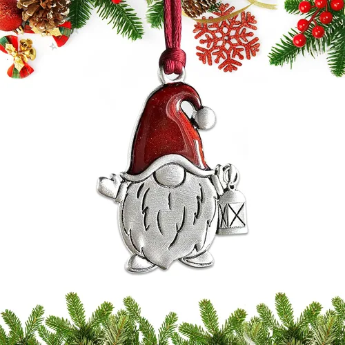 Vista 10 de Adornos navideños, 2024 Adorno de árbol de Navidad de peltre sólido hecho a mano de metal para colgar, artesanía DIY, coleccionables para árboles