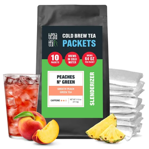 Vista 3 de Tiesta Tea - Blackberry Bellini infusión fría, hojas sueltas, té verde cítrico de mora, cafeína media, paquetes de infusión fría, hace 64 oz