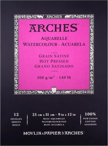 Vista 10 de Almohadilla de papel de acuarela Arches, 140 libras, prensa fría, 9"x12