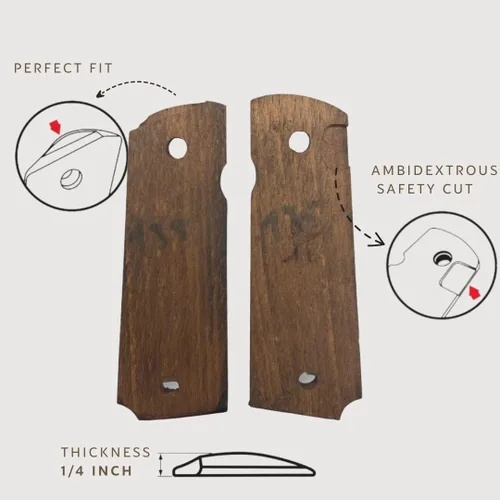 Vista 8 de 1911 Raven & Moon Series, 1911 Wooden Pistol Grips, Ambi Safety Cut for 1911 Full Size, 1911 Accessories, Artistic Collector Design