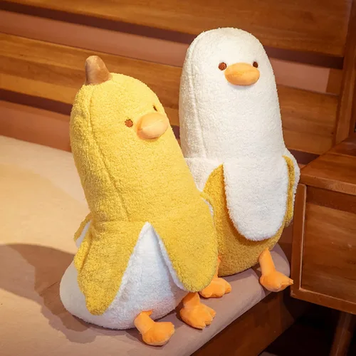 Vista 6 de Juguete de Peluche de Pato Banana, Muñeca de Animales de Peluche de Pato Banana Linda Almohada de Peluche para Abrazar Regalo para Niñas y Niños