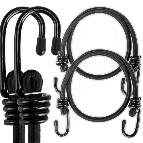 Vista 10 de Lanlord Cuerdas elásticas de látex negro resistentes para exteriores de 20 pulgadas con correas elásticas de gancho, 4 unidades de 20 pulgadas
