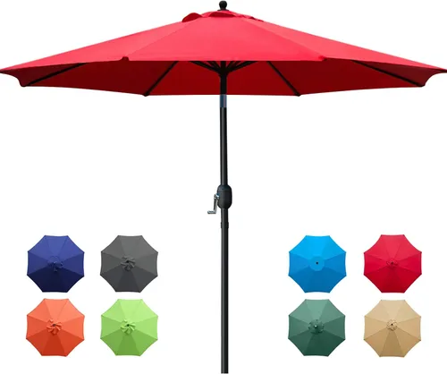 Vista 8 de Sunnyglade sombrilla de mesa para exteriores con 8 varillas resistentes, 9 pies 9Ft Patio Umbrella with Waterproof Polyester Canopy, Sturdy 8