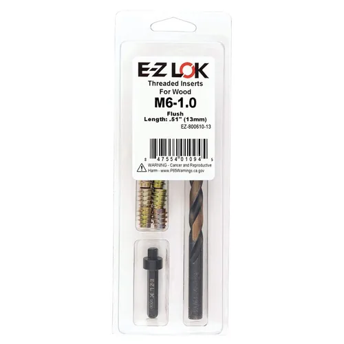 Vista 19 de E-Z LOK Kit de reparación de rosca hexagonal E-Z para insertos roscados con brida para madera blanda 1/4-20 x 13mm, perforador, herramienta