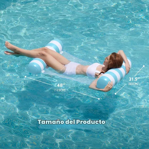 Vista 7 de SLOOSH Hammock Pool Floats Adults, 4-in-1 Multi-Purpose Inflatable Pool Floaties PVC Water Hammock Lounge Floaties
