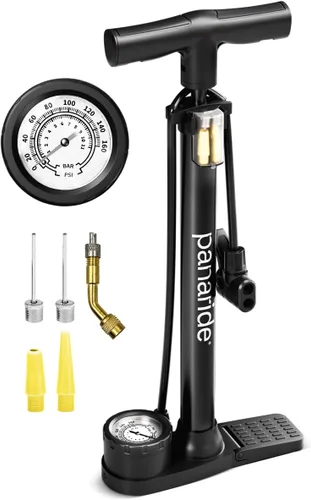 Vista 10 de Bomba de bicicleta de suelo, inflador avanzado de neumáticos de bicicleta, bomba de aire manual para bicicleta con válvulas Presta y Schrader