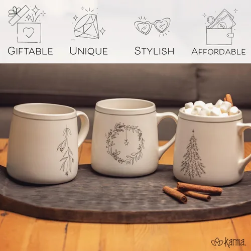 Vista 6 de Karma Gifts, Taza Blanca de Invierno, Árbol de Navidad 18 OZ