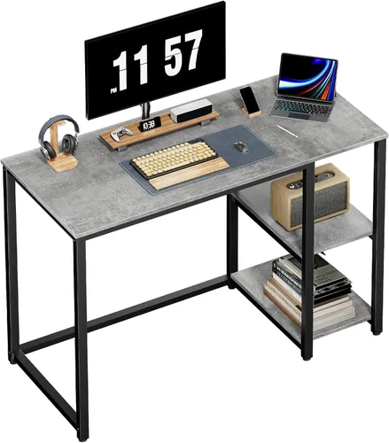 Vista 10 de SINPAID - Escritorio para computadora de 40 pulgadas con estantes de 2 niveles, escritorio resistente para la oficina de casa con gran espacio