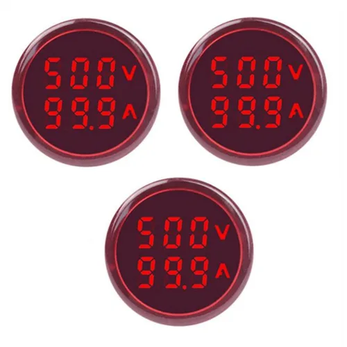 Vista 9 de Indicador de corriente y voltaje de CA de 3 piezas con pantalla de dos dígitos, monitor de instrumentos de medición multifunción LED de cabeza Verde