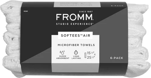 Vista 7 de Toallas de microfibra Fromm Softees para peluqueros, barberos, spa, gimnasio en Aqua, 16" por 29", 10 unidades. Toalla perfecta para el cuidado