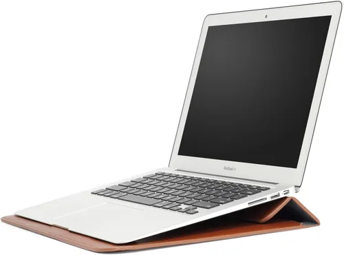 Vista 5 de 13-13.6" Brown Leather Laptop Sleeve with Stand Function for Commute