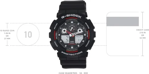 Vista 3 de Casio G-Shock Ana-digi World Time Reloj para hombre con esfera negra #GA100-1A4, Negro, Digital, movimiento de cuarzo
