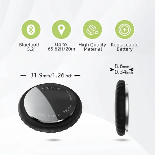 Vista 7 de Localizador de llaves, rastreador de equipaje, etiqueta Bluetooth para rastreador de llaves compatible con Apple Find My Keys con batería