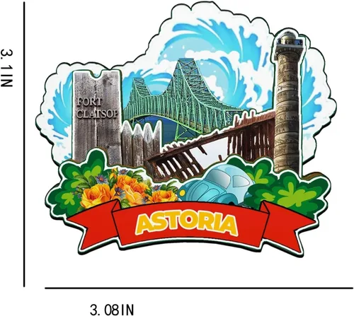 Vista 3 de Astoria Oregon USA - Imán de madera para nevera, monumentos en 3D, recuerdos coleccionables, decoración hecha a mano, 3013