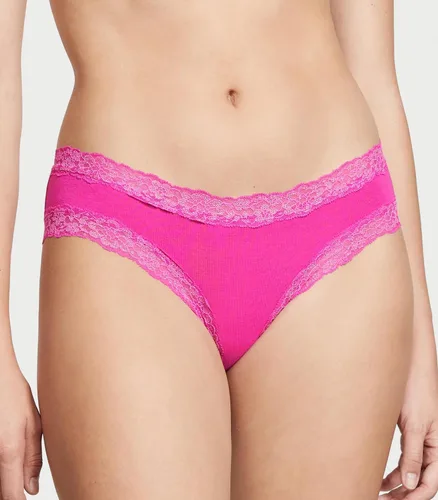 Vista 2 de Victoria's Secret Paquete de bragas de algodón con ribete de encaje, ropa interior para mujer (XS-XXL)