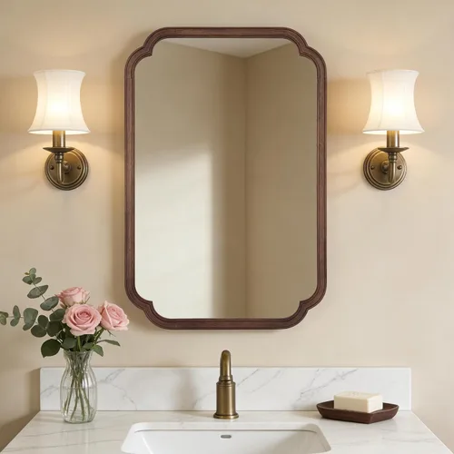 Vista 41 de Espejos de Baño de Madera para Montar en la Pared, 16" x 20" Marco de Madera Rústica Espejos de Pared Decorativos para Sala de Estar o Dormitorio