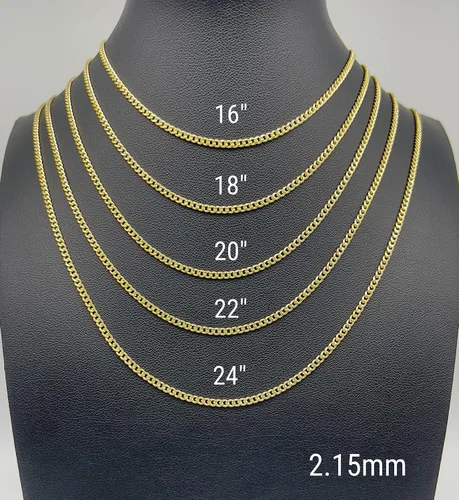 Vista 3 de JEWELHEART Cadena de eslabones cubanos Miami de oro de 14 quilates para hombre, 0.073 in, 0.085 in, 0.112 in, 0.152 in, 0.173 in, 0.211 in, cadena