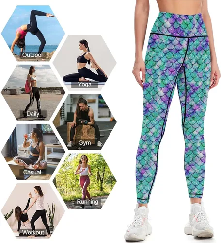 Vista 5 de Pantalones de yoga de cintura alta para mujer, elásticos en 4 direcciones, suaves, para correr, entrenamiento, pantalones deportivos de yoga