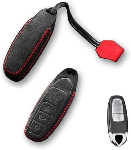 Vista 10 de Alcantara - Funda de piel hecha a mano para llavero de automóvil inteligente para Lamborghini URUS 2018-2021