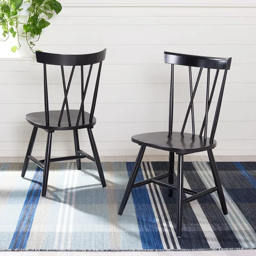 Vista 2 de SAFAVIEH Home Collection Friar Farmhouse DCH1401A-SET2 - Silla de comedor con eje negro