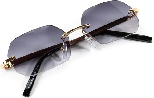 Vista 2 de Street Knitted Gray Tint Gradient Rimless Woodgrain - Gafas de sol para hombre y mujer Gris