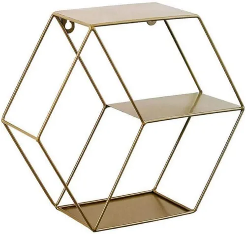 Vista 8 de Ochine Estantes flotantes montados en la pared, exhibición de almacenamiento redonda rústica, estante hexagonal para colgar en la pared, decoración