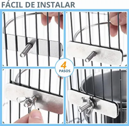 Vista 7 de 2 Piezas de Recipientes para Alimentación de Aves de Acero Inoxidable, Tazón Pequeño para Alimentar Aves, Tazón para Comida de Loros de Acero