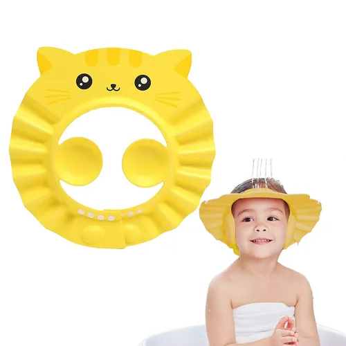 Vista 6 de Gorro de champú para bebé, impermeable, gorra de baño ajustable, sombrero de visera con silenciador de orejas para bebés y niños pequeños