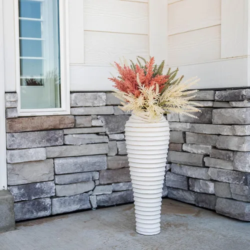 Vista 8 de Walbrook Florero grande de 23 pulgadas – decorativo, blanco, hierba de las pampas, grande, decoración de suelo