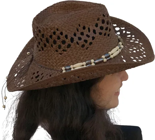 Vista 8 de Sombrero de vaquero de paja para hombres y mujeres, sombrero de sol Sombreros Vagueros Classic Western Accents Sombreros