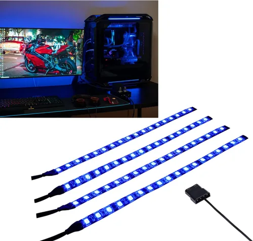 Vista 9 de DS RED - Tira de luz LED para computadora con diseño magnético para kit de iluminación de carcasa de PC, torre media y torre completa