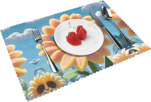 Vista 16 de Rectangular Placemats Set of 4, Heat Resistant Big Leopard Printed Kitchen Dining Table Mats