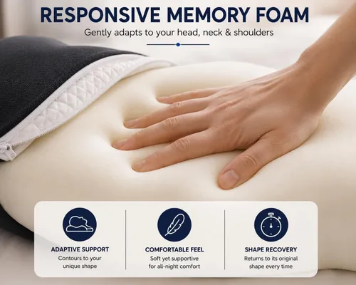 Vista 6 de Almohada cervical para el cuello para aliviar el dolor, almohada de espuma