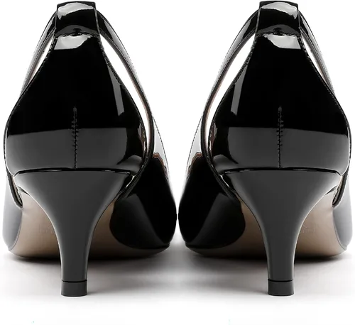Vista 4 de MERRORI Zapatos de tacón bajo con punta puntiaguda para mujer, de 2 pulgadas