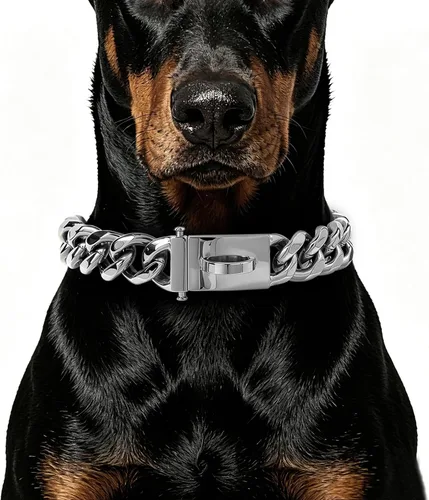 Vista 7 de BAOBOTE Collar de perro de cadena dorada con hebilla de cierre segura