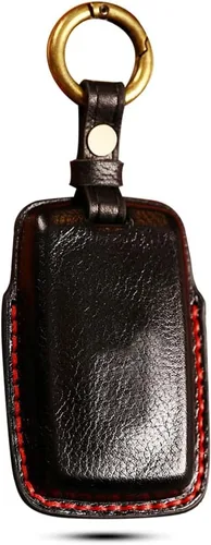 Vista 3 de SANRILY Funda de piel auténtica hecha a mano para llavero Land Rover 2021 2020 Range Evoque Sport y Jaguar Key Fob sin llave completa con llavero