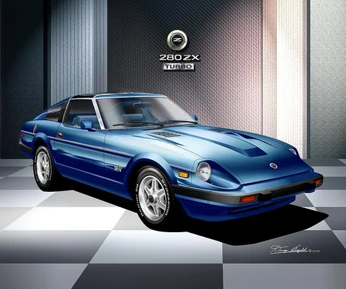 Vista 4 de 1982-1983 Datsun 280 ZX Turbo Fine Art Prints By Danny Whitfield (Size 20 x 24, BURUNDY MIST)