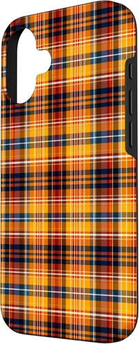 Vista 2 de Tartan Fall Plaid Halloween Orange Black Thanksgiving Autum Case for iPhone 16