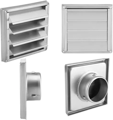 Vista 3 de Yosoo Rejilla de ventilación de aire de pared, acero inoxidable cuadrado secadora extractor extractor salida de ventilador plata para un máximo