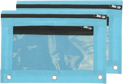 Vista 11 de PATIKIL Estuche para lápices para carpeta de 3 anillos, paquete de 2 unidades, tela Oxford de malla con cremallera, estuche para oficina y hogar