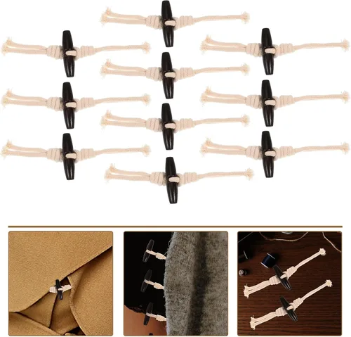 Vista 8 de EXCEART Retro Decor 10 pares de decoración de madera cárdigan sujetador botones de palanca botones abrigo costura cierre ropa retro ropa palanca