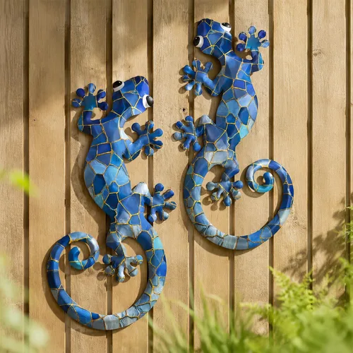 Vista 7 de LIFFY Metal Gecko Wall Decor 2 Pack, Outdoor Lizard Wall Art, Metal Lizards Wall Decor, Gecko Wall Art for Home Garden Yard Fence (15 inch)