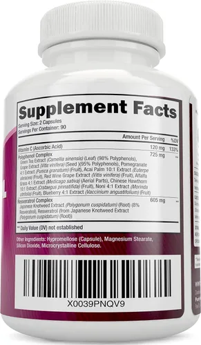Vista 2 de Purely Holistic Resveratrol 1450mg + Ashwagandha orgánica 1300mg y pimienta negra - Paquete vegano - 180 + 180 cápsulas - Repleto de potentes