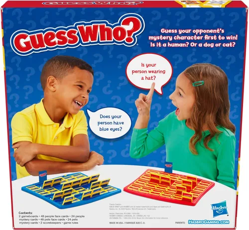 Vista 2 de Hasbro Gaming Juego de mesa Guess Who?, con tarjetas de personas y mascotas, el juego original de adivinanzas, para niños, de 6 años en adelante