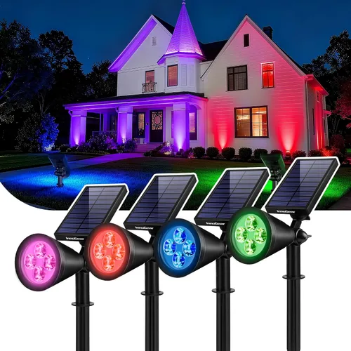 Vista 18 de InnoGear Focos solares, luces solares para exteriores, focos solares para bandera, poste de bandera, impermeable, iluminación de paisaje exterior