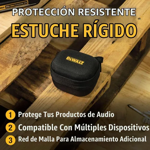 Vista 2 de DEWALT Funda protectora resistente para auriculares TWS y altavoz portátil, compacta y ligera con funda de auriculares EVA, carcasa dura, a prueba