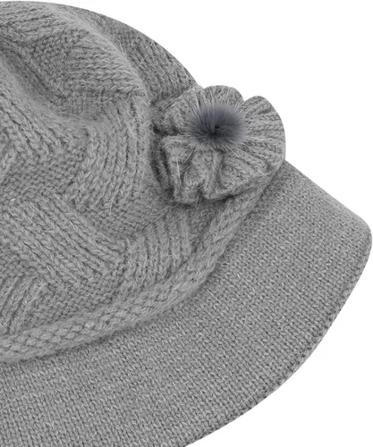 Vista 78 de C-US - Gorro de punto cálido para mujer, con visera de ganchillo con acento de flores