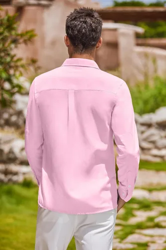 Vista 3 de COOFANDY Camisa Oxford de manga larga con botones para hombre, camisas de vestir de ajuste regular